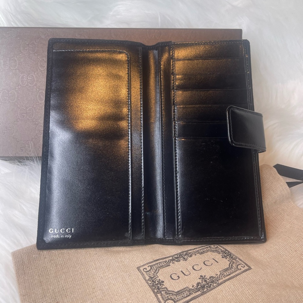 Gucci SoHo Classy Black Suede & Leather Long Sleek Wallet Full Inclusion EUC 🖤 - Picture 4 of 11